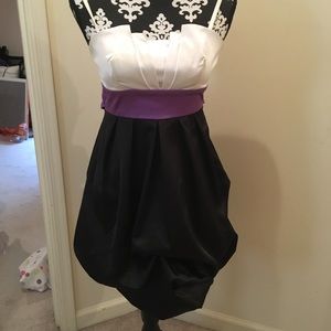 Black, white, and purple, semi-formal dress